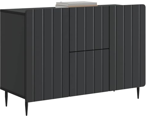 vidaXL Sideboard Schwarz 89 x 34,5 x 62 cm Holzwerkstoff, Moderner rechteckiger Sideboard, viel Stauraum für Wohnzimmer, Elegantes Esszimmer-Möbel, vielseitige Einheit