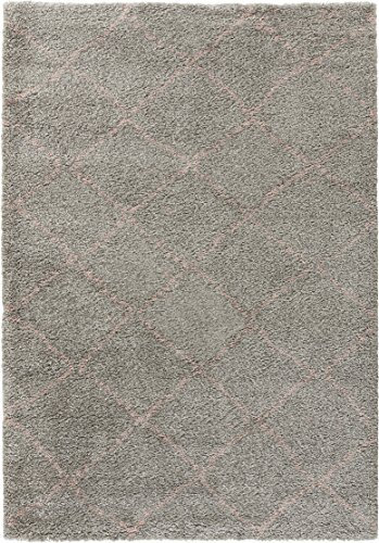 Mint Rugs Hochflor Teppich Hash Grau Rosa, 80x150 cm