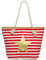 Caspar TS1033 Damen Strandtasche/Shopper mit Reißverschluss und maritimen Streifen Muster und Metallic STERN, Farbe:rot, Größe:One Size