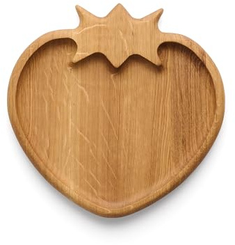 Edeldings Antibakterieller Massivholz Kinderteller ERDBEERE | Holzteller 20x20 cm aus Eiche | Originelles Kinder Geschenk aus Holz in Erdbeere Form | Babyteller, Holzschale, Servierschale