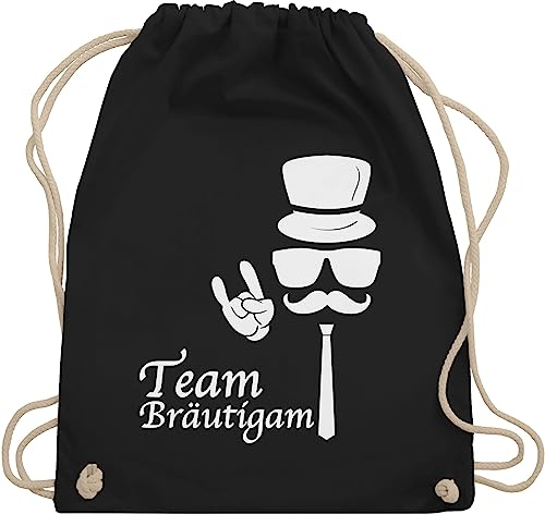 Turnbeutel Rucksack - JGA Junggesellenabschied Männer - Team Bräutigam Hipster - Unisize - Schwarz - polter rucksäcke jungesellenabschied braeutigam beutel outfit jungesselnabschied groom bag