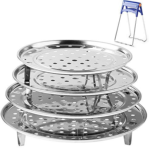 Rundes Edelstahl-Dampfgarer-Gestell, 19,3 cm, 21,6 cm, 23,7 cm, 26 cm Durchmesser, Dampfregitter, Konservenregale, Suppentopf, Dampfgarer, Schnellkochtopf, Kochen, Toast, Brot, Salat, Backen (4 Stück)