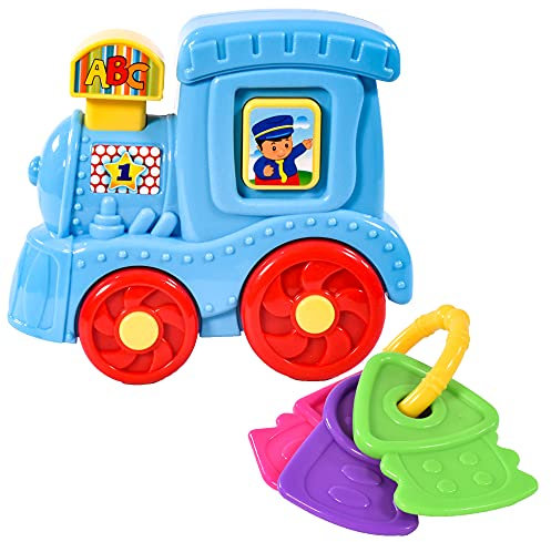 KandyToys Toy Train and Teething Keys Play Set | Toddler Toys | Teething Toys | Ages 6 Months +