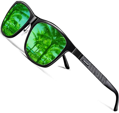 ROCKNIGHT Polarisierte UV-Sonnenbrille für Herren, verspiegelt, grün, übergro?e, modische, coole Sonnenbrille mit gro?em Kopf für Paare