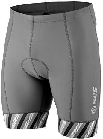SLS3 Triathlon-Shorts für Herren - Strapazierfähiges FRT-Gewebe - Herren-Tri-Shorts - Triathlon-Hose für Männer - 2 Taschen (Gray/Gray Stripes, XL)