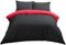 Lions Plain Dye Bedding Set, Single Double King size Duvet Cover with Pillowcase (Black/Red, Single)