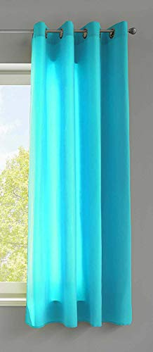 Gardinenbox 1er Set Vorhänge Schal Ösen »Berlin« HxB 175x140 cm Türkis Blickdicht Microsatin Lichtdurchlässig Uni Matt, 20405N