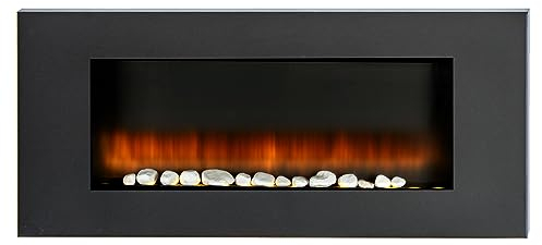 Classic Fire Vancouver Elektrokamin mit Heizung - Elektroheizung 105,5 x 48 x 12 cm - Elektroherd mit LED-Flammen - mit Heizung, Fernbedienung und Timer - 2000 W - Wandmontage - Schwarz
