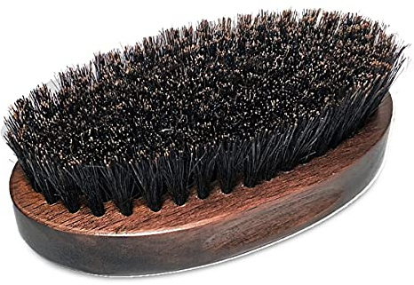Cepillo para barba hecho por madera y cerdas de jabalí, mango clásico de madera de nogal negro, hace que tu barba se ablanda y se ajuste a la derecha