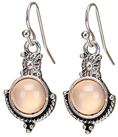 N-K pulabo delikat Retro runden Mondstein Anhänger Ohrringe Charms Frauen Schmuck Zubehör hohe Qualität