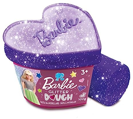 Liscianigiochi 88744 Dough Herz von Barbie Glitter, Glitter dough, Dose mit Stempel, Nicht Zutreffend.