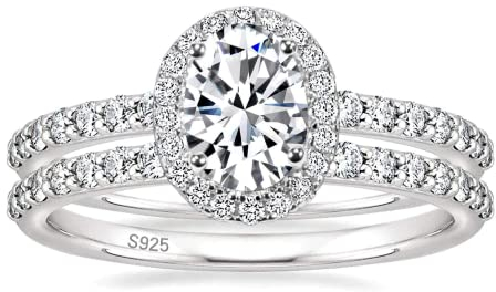 Zakk Ringe Damen Silber 925 Oval Zirkonia 1.5CT Verlobungsringe Eheringe Trauringe Versprechen Ring Set Rosegold Gold (Silber,57 (18.1))