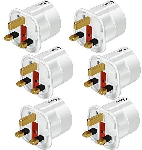 VGUARD UK Adapter Reiseadapter, 6 Pack England Deutschland Stecker, Stromadapter Reisestecker Schuko EU zu UK Steckdose- Weiß