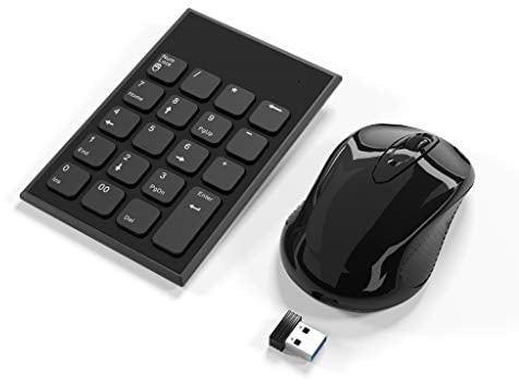 Yeemie Pro Wireless Tastierino Numerico e Mouse Combinazione 2.4G Tastierino Numerico USB Ultra Sottile Portatile e Mouse per Laptop, Notebook, Desktop, Computer PC - Solo un Ricevitore USB