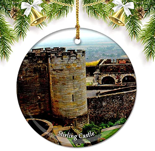 UK England Stirling Castle Weihnachtsschmuck für Baum, Keramik-Anhänger, doppelseitig, Ornament, Dekoration, Weihnachtsgeschenke, Porzellan, Reise-Souvenirs