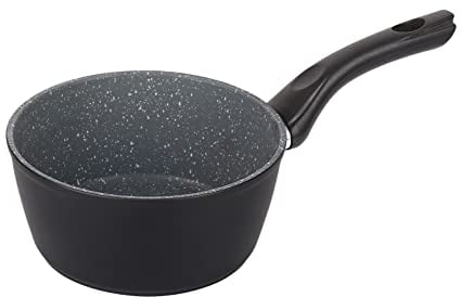 URBN-CHEF FORGECROSS Black & Grey Marble Forged Pressed Aluminium Non Stick Induction Safe Cooking Pots Pans Saucepans Cookware (16cm Milkpan)