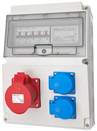 Wandverteiler CEE 1x16A und 2x230V Baustromverteiler Komplett mit Leitungsschutzschalter und Zähler (Modell 4)