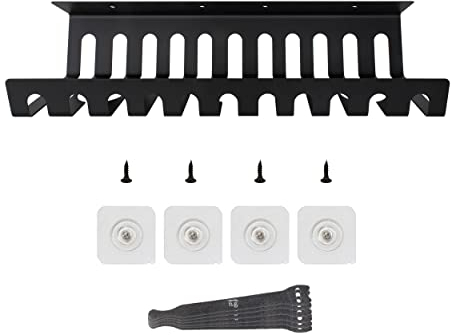 Kabelführung Kanal/Kabelhalterung, Kabelkanal, Unterbau für Schreibtisch, Tischplatte, Stromverteiler, Ladegeräte, Netzteile, Zuhause & Büro, stabil Metall, Schraub/Klebemontage (2er Set, Schwarz)