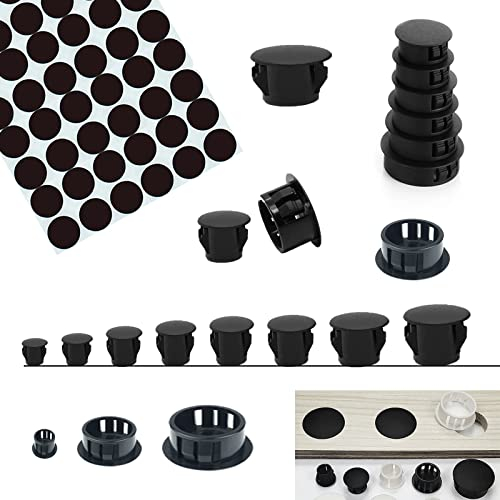 HJYZY Lochstopfen Kunststoff 5mm/6mm/8mm/10mm/16mm/18mm/20mm/22mm Kunststofflochstopfen für Löcher Schranklochstopfen Schwarz 21mm Selbstklebende Schraubenabdeckungskappen 154 STK