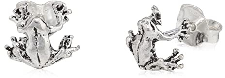 NKlaus Paar Frosch-Ohrstecker 925 Silber, Amulett, keltisch oxidiert, 7mm | Keltisch oxidierte Frosch-Ohrringe als Amulett
