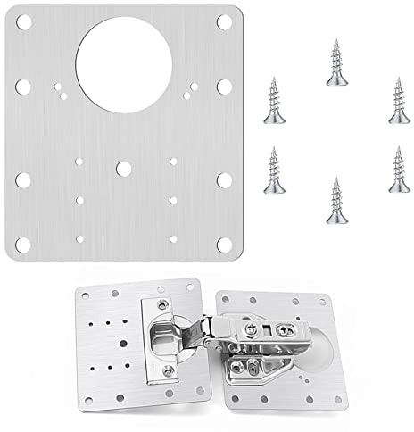 Schrank Scharnier Reparaturplatte für Schrank, Küchenscharnier Reparaturplatten, Edelstahl Scharnier Reparaturset mit Loch für Holztüren Schrank Möbel