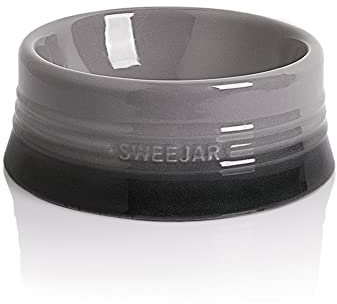 Sweejar Gradient Dog Bowl, Ceramic Dog Food Dish for Medium Dogs and Cat, Porcelain Pet Bowl for Food and Water 18 oz (Gradient Grey)