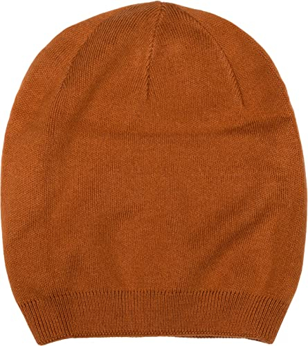 styleBREAKER Unisex Feinstrick Beanie Mütze Einfarbig mit Rippbündchen, Doppellagige Winter Strickmütze warm 04024195, Farbe:Cognac