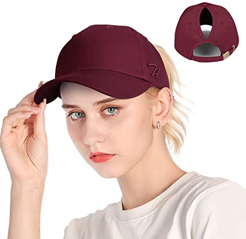 HASAGEI Baseball Cap Damen Pferdeschwanz Baseball Cap Verstellbar Basecap Outdoor Hut Baumwolle Retro Mützen Baseballkappe Hat Mit Zöpfen Loch Loop Hut Atmungsaktiv Sonnenschutz Sommercap