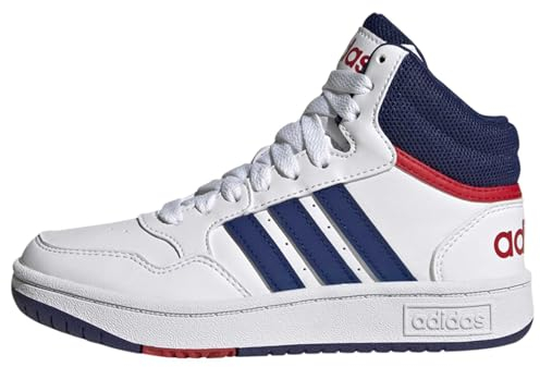adidas Hoops Mid Shoes, Scarpe Unisex-Adulto, Cloud White/Victory Blue/Scarlet, 38 2/3 EU