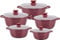 Royalford 5Pcs Die-Cast Aluminium Stockpot Set with Glass Lids - Induction Safe Non-Stick Casserole Set - Granite Coating Cookware Pots - Large Cooking Stockpot - Suitable for Most Types of Hobs Red