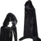 Winwild Schwarzer Umhang mit Kapuze,190CM Samt Cape Vampir Kostüm Damen Herren Erwachsener für Karneval Halloween Cosplay Kostüm(XXL)