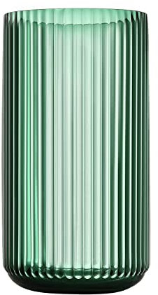 Dinyeo, Grande vaso di fiori cilindrico in vetro verde a coste, per decorazione, centrotavola, tavolo da pranzo, da fattoria