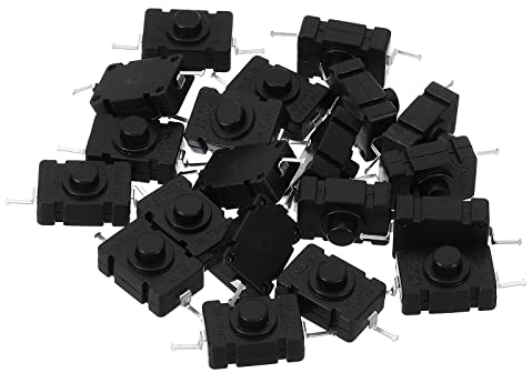 PATIKIL Latching Push Button Switch, 20 Pcs KAN-28 Needle Pin On/Off Self-lock AC 250V 1.5A Micro Switch for Flashlight Light Wall Outlet, Black