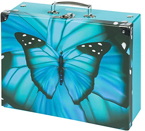 Baagl Kinderkoffer für Spielzeug und Schulbedarf, Pappkoffer, Spielzeugkoffer, Spielkoffer, Faltbarer Kinder Koffer, Faltkoffer, Klappkoffer mit Metalgriff (Butterfly)