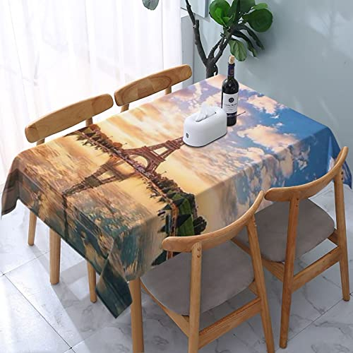 Rechteckige Tischdecke Frankreich Paris Eiffelturm Tag Der Liebe Gartentischdecke Wasserdicht Wachstuch Abwaschbar Tischwäsche Für Camping Jubiläum Terrasse,137X183cm