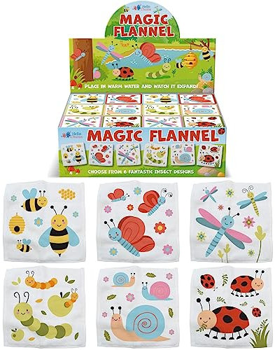 Hello Chums Wash Cloth - Insect Magic Flannel, Face Cloths Flannels Cotton - Fun Designs for Children, Baby, Kids - 6 Unique Designs (1 Supplied At Random)