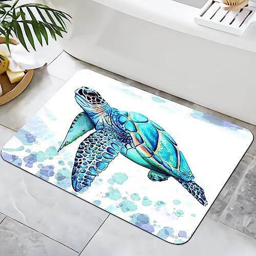 Zomer Badematte rutschfest 40x60cm Badezimmerteppich Mikrofaser Badteppich schnelltrocknende Badematten, für Badewanne Dusche Home Badezimmer, mit Schildkröte