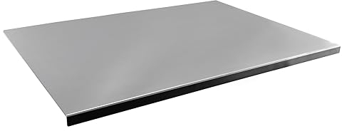 Anman Worktop Saver Stainless Steel with Lip for Meat Vegetables Fruit Bread Cheese Smooth and Easy to Clean | Heavy Duty Kitchen Chopping Board Trivet for Hot Pots & Pans(60X50CM)