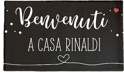 Benvenuti Tappeto in Feltro gommato per interni Personalizzabile Con Cognome Famiglia ADATTO AGLI INTERNI Idea Regalo Compleanno Natale Nuova Casa Assorbente Antiscivolo 50x70cm Per Camere Entrata
