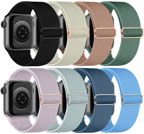 chinbersky 8 Pack Correas Compatibles con Correas Apple Watch 42mm 44mm 45mm 49mm,Correa de Elástica Nailon Deportiva para Apple Watch Ultra/iWatch Series 9 8 SE 7 6 5 4 3 2 1