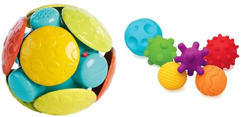 Bright Starts, Ballspielzeug, Wobble Bobble & Infantino Textured Multi Ball Set – Texturierte Bälle im Set für die sensorische Entwicklung – Für Kinder ab 6 Monaten