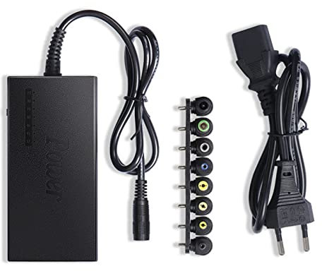 ERYUE Cargador de Corriente Universal para portátil de 96 W,Adaptador de CA con 8 convertidores de Enchufe de CC,Cargador portátil Ajustable de 12 V a 24 V,Enchufe de la UE,Universal Laptop Adapter