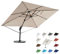 RS Trade 3x4 m Sonnenschirm 4-fach axial und 5-fach horizontal neigbar inkl. Schutzhülle & Windsicherung 360 Grad drehbar Ampelschirm Marktschirm Gartenschirm 300 x 400 cm mit Aluständer