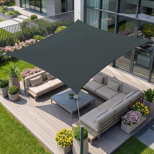 wiipara 2x3m Sonnensegel Rechteckig Wasserdicht Sonnenschutz, Anthrazit