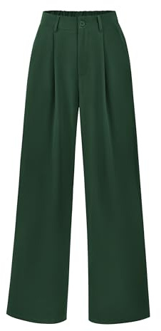 PRETTYGARDEN Wide Leg Pants for Women Trendy 2026 Fall High Waisted Business Casual Outfits Work Pant Trousers (Dark Green,Large)