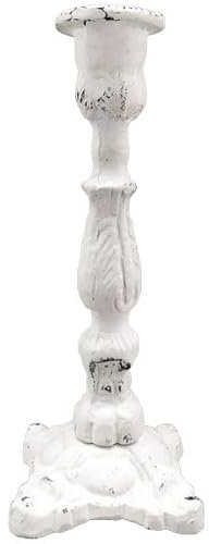 Kerzenständer Shabby Chic Vintage Antik Metall Weiss für Ø22mm Kerzen 8x8 x 20 m