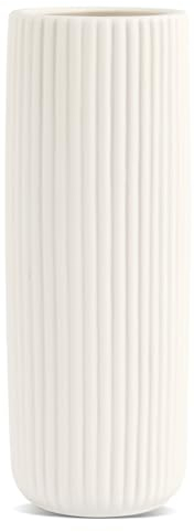Keramik Vase, Blumenvase Keramik Vasen für Blumen, Dekorative Vasen 20cm Hoch für Pampasgras Deko, Modern Vase Ivory für Home Wohnzimmer Esstisch Bauernhaus Büro Dekor