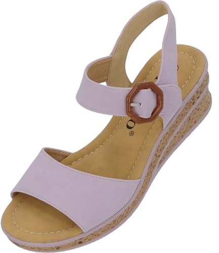 Palado Keilsandaletten Damen Gonce - elegante Sandalen - modische Sommerschuhe - bequeme Sandaletten mit verstellbarem Riemen Flieder UK6 - EU39