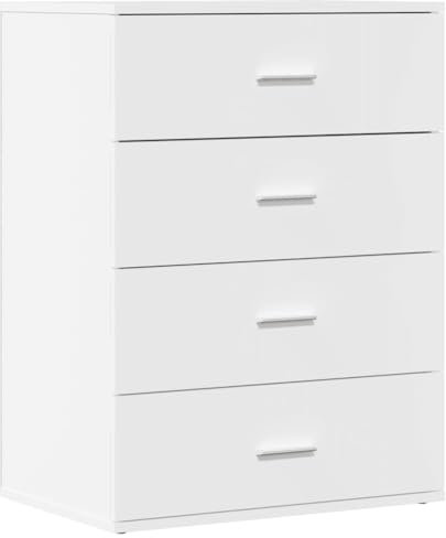 vidaXL Sideboard, Kommode mit Stauraum, Beistellschrank für Wohnzimmer Küche Flur, Anrichte Schrank Highboard, Modern, Weiß Holzwerkstoff