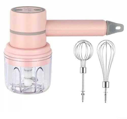 PETSTIBLE Puissant batteur à œufs électrique et hachoir à ail, mélangeur compact pour cuisine (rose)